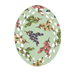 Berries Flowers Pattern Print Oval Filigree Ornament (two Sides)