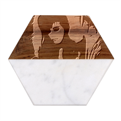 Melancholy Autumn Marble Wood Coaster (hexagon) 