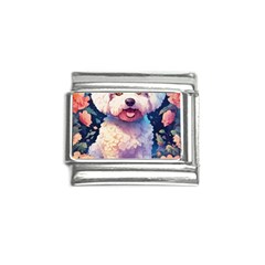 Cute Puppy With Flowers Italian Charm (9mm)