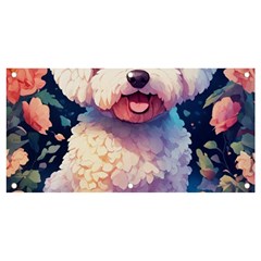 Cute Puppy With Flowers Banner And Sign 4  X 2 