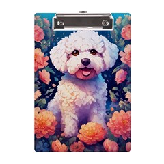 Cute Puppy With Flowers A5 Acrylic Clipboard