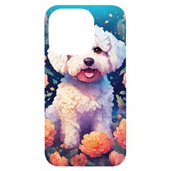 Cute Puppy With Flowers Iphone 14 Pro Black Uv Print Case