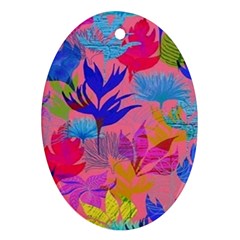 Pink And Blue Floral Ornament (oval)