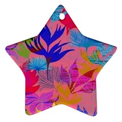 Pink And Blue Floral Ornament (star)