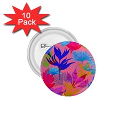 Pink And Blue Floral 1 75  Buttons (10 Pack)