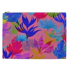 Pink And Blue Floral Cosmetic Bag (xxl)