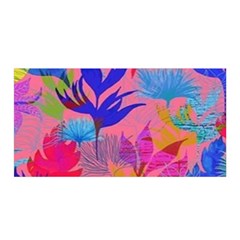 Pink And Blue Floral Satin Wrap 35  X 70 