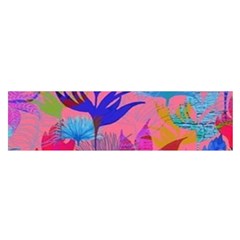 Pink And Blue Floral Oblong Satin Scarf (16  X 60 )