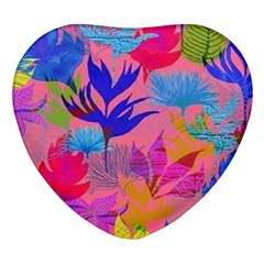 Pink And Blue Floral Heart Glass Fridge Magnet (4 Pack)