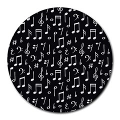 Chalk Music Notes Signs Seamless Pattern Round Mousepad