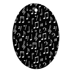 Chalk Music Notes Signs Seamless Pattern Ornament (oval)