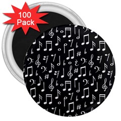 Chalk Music Notes Signs Seamless Pattern 3  Magnets (100 Pack)