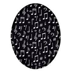 Chalk Music Notes Signs Seamless Pattern Oval Glass Fridge Magnet (4 Pack)