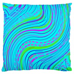 Pattern Swirl Pink Green Aqua Large Premium Plush Fleece Cushion Case (one Side)