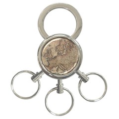 Old Vintage Classic Map Of Europe 3-ring Key Chain