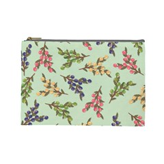 Berries Flowers Pattern Print Cosmetic Bag (large)