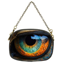 Eye Bird Feathers Vibrant Chain Purse (two Sides)