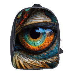 Eye Bird Feathers Vibrant School Bag (large)