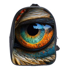 Eye Bird Feathers Vibrant School Bag (xl)