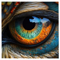 Eye Bird Feathers Vibrant Wooden Puzzle Square