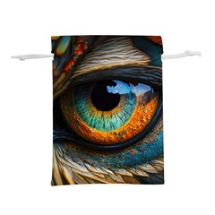 Eye Bird Feathers Vibrant Lightweight Drawstring Pouch (m)