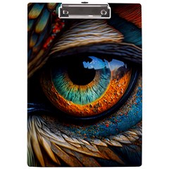 Eye Bird Feathers Vibrant A4 Acrylic Clipboard