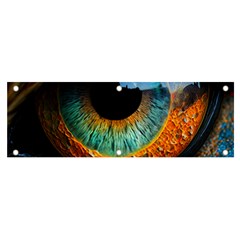 Eye Bird Feathers Vibrant Banner And Sign 6  X 2  by Hannah976