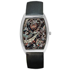 Paisley Print Musical Notes7 Barrel Style Metal Watch by RiverRootz