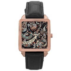 Paisley Print Musical Notes7 Rose Gold Leather Watch  by RiverRootz