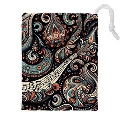 Paisley Print Musical Notes7 Drawstring Pouch (4xl) by RiverRootz