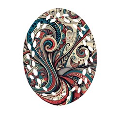 Paisley Print Musical Notes6 Oval Filigree Ornament (two Sides) by RiverRootz