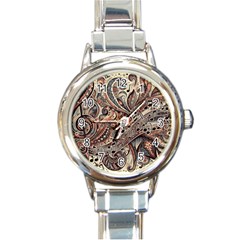 Paisley Print Musical Notes5 Round Italian Charm Watch by RiverRootz