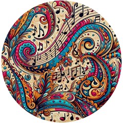 Paisley Print Musical Notes Uv Print Round Tile Coaster