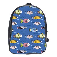 Sea Fish Blue Submarine Animals Patteen School Bag (xl)