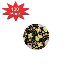 Flowers Rose Blossom Pattern 1  Mini Buttons (100 Pack) 