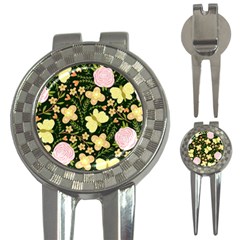 Flowers Rose Blossom Pattern 3-in-1 Golf Divots