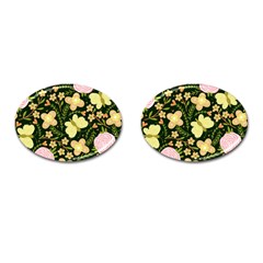 Flowers Rose Blossom Pattern Cufflinks (oval) by Ndabl3x