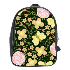 Flowers Rose Blossom Pattern School Bag (xl)