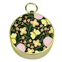 Flowers Rose Blossom Pattern Gold Compasses