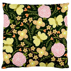 Flowers Rose Blossom Pattern Standard Premium Plush Fleece Cushion Case (one Side)