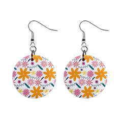 Pattern Background Vintage Floral Mini Button Earrings