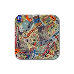 Paper Scattered Vintage Rubber Square Coaster (4 Pack)