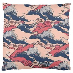 Waves Ocean Sea Water Pattern Rough Seas Digital Art Nature Nautical Large Premium Plush Fleece Cushion Case (one Side)