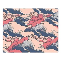 Waves Ocean Sea Water Pattern Rough Seas Digital Art Nature Nautical Two Sides Premium Plush Fleece Blanket (large)