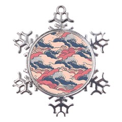 Waves Ocean Sea Water Pattern Rough Seas Digital Art Nature Nautical Metal Large Snowflake Ornament