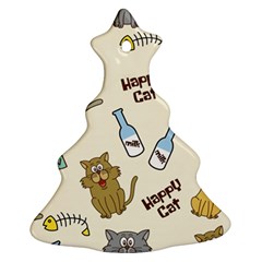 Happy Cats Pattern Background Christmas Tree Ornament (two Sides)