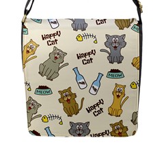 Happy Cats Pattern Background Flap Closure Messenger Bag (L)