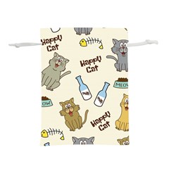 Happy Cats Pattern Background Lightweight Drawstring Pouch (S)