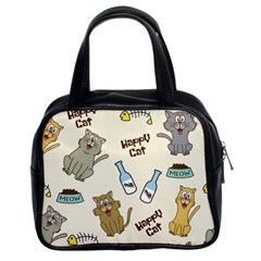 Happy Cats Pattern Background Classic Handbag (two Sides)