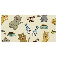 Happy Cats Pattern Background Banner And Sign 8  X 4 